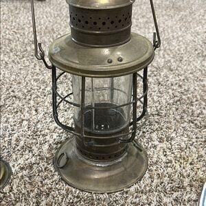 MARITIME, ANTIQUE, "PERKO" BRASS ANCHOR LIGHT with wedge wick and oil canister